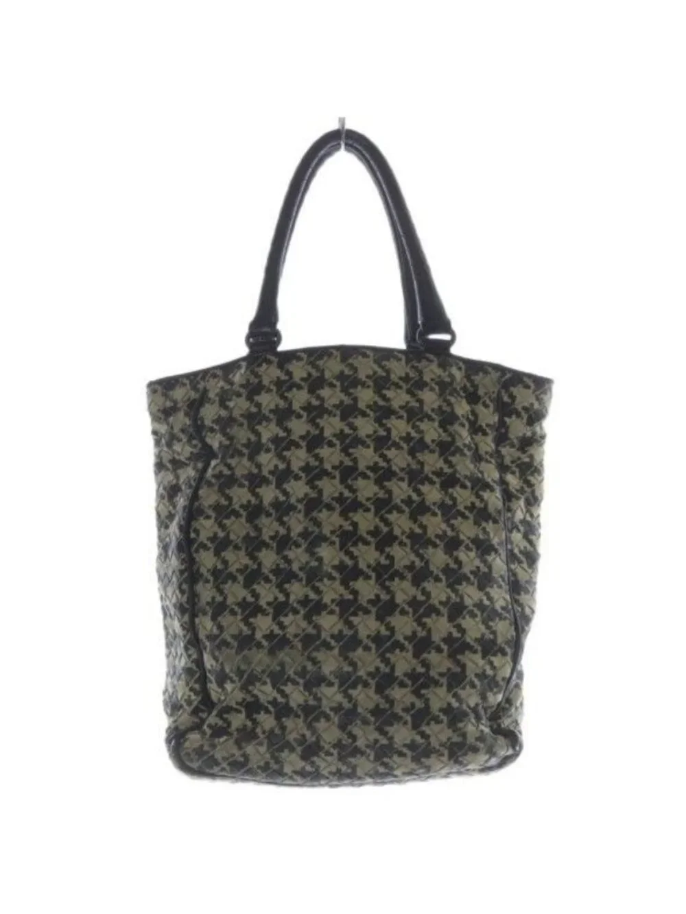 Bottega Veneta Intrecciato Houndstooth Pattern Tote Bag Hand Bicolor Black Ivory